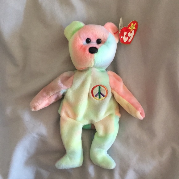 Rare ty Peace Bear beanie baby perfect construction with tag errors - Picture 3 of 15